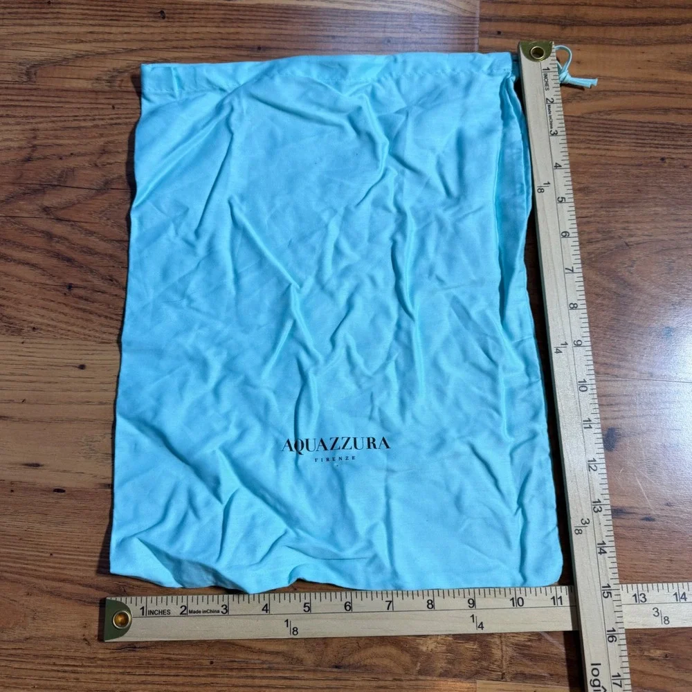 Aquazzura Firenze Turquoise Blue Shoe Dust Bags Set o3 Pineapple Logo Drawstring